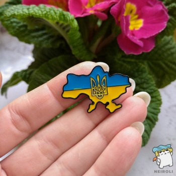 Значок, пін, брошка Карта України з тризубом
